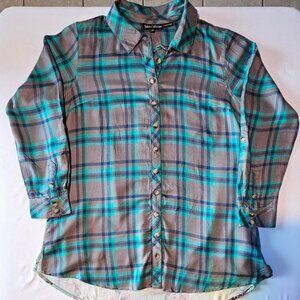 Tolani Collection Neicy Plaid Floral Top Blouse Women's Petite M NWT